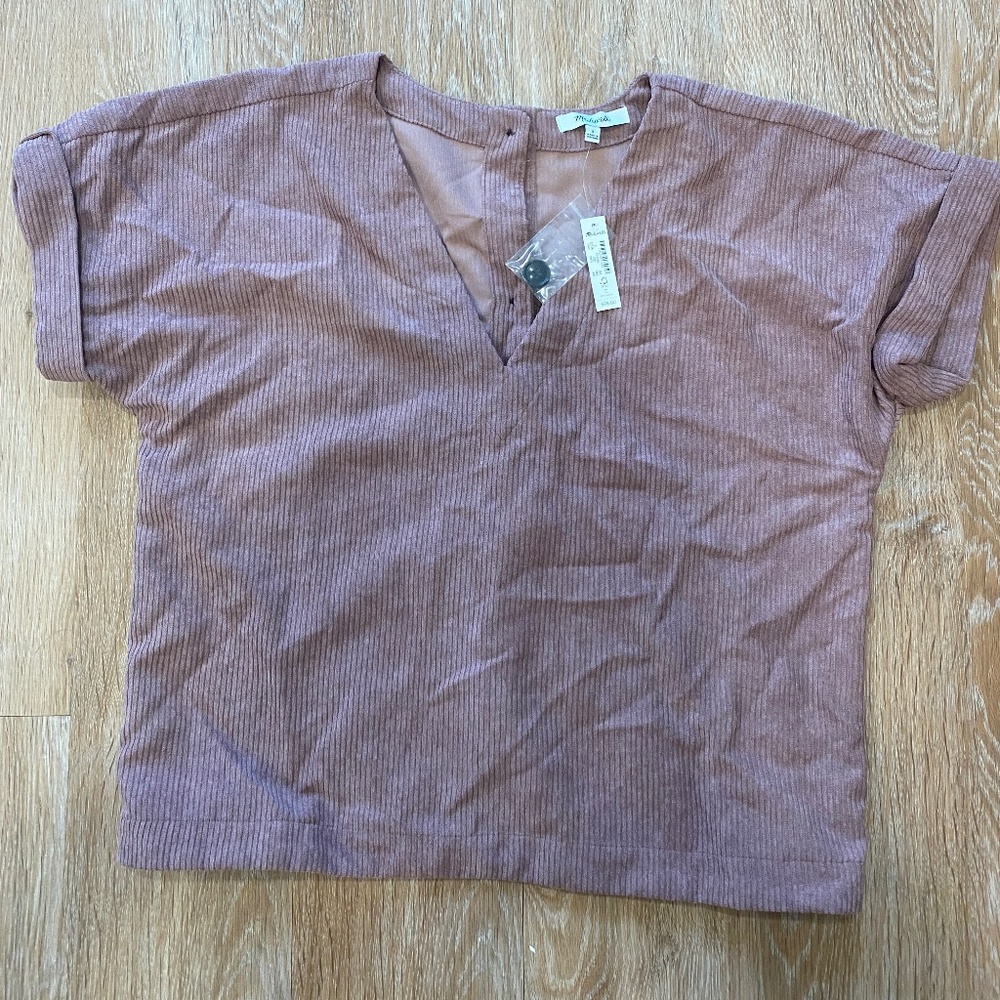 Madewell Corduroy V-Neck Top Color Fig